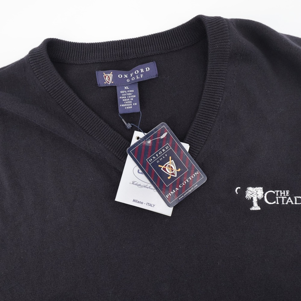 NEW Oxford Golf The Citadel Pima Cotton Sweater Vest Black Sleeveless Mens XL